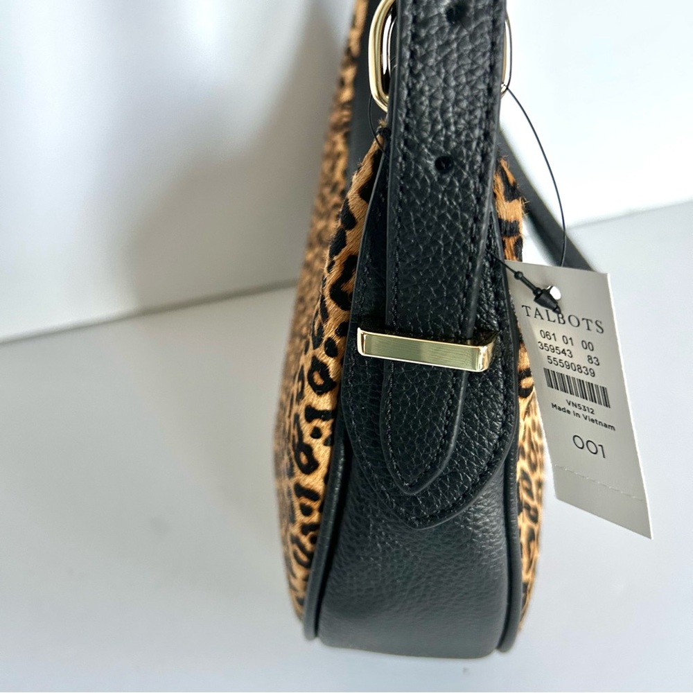 🍂NWT Talbots Leopard Calf Hair Crescent Shoulder Bag - Picture 4 of 13